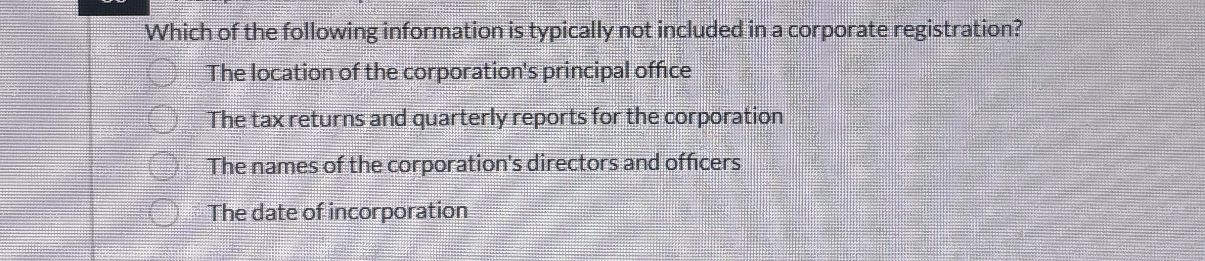 Which of the following information is typically