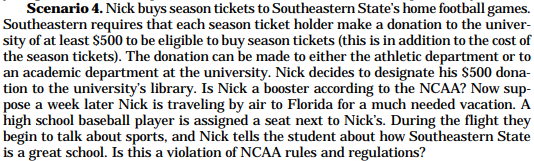 Scenario 4. Nick buys season tickets to