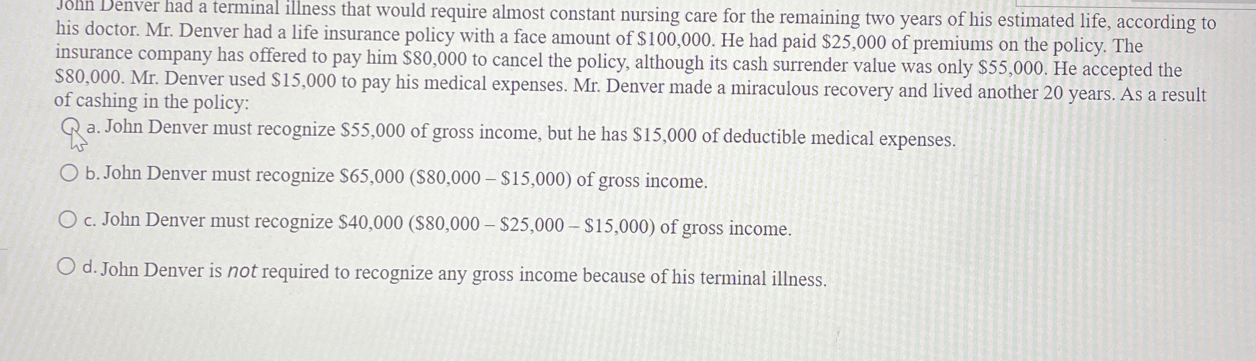 Jonn Denver had a terminal illness that would