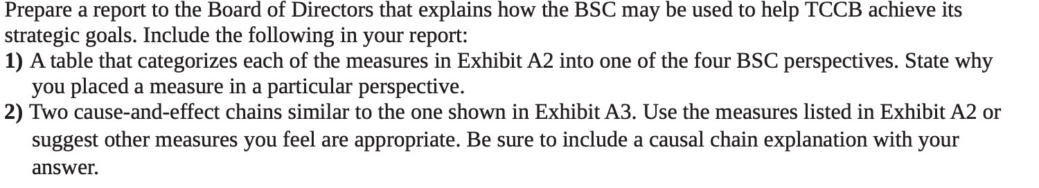 Prepare a report to the Board of Directors that