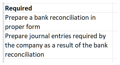 Required Prepare a bank reconciliation i n proper
