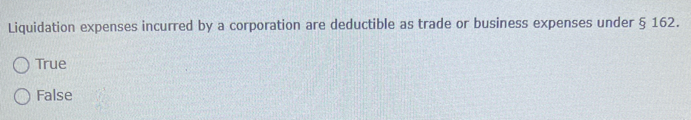 Liquidation expenses incurred by a corporation