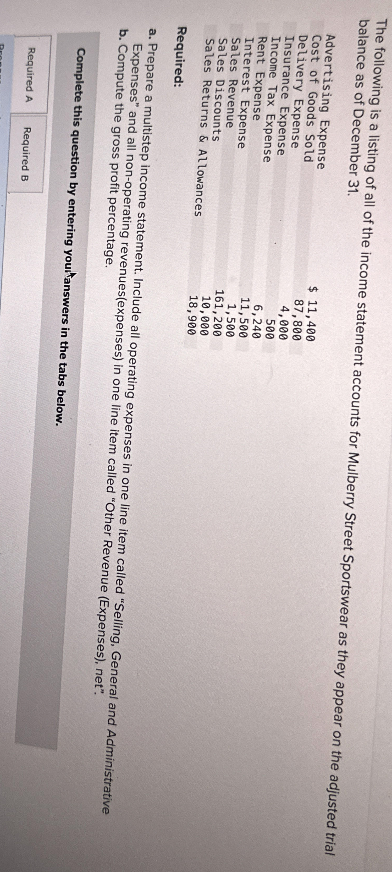 The following is a listing of all of the income