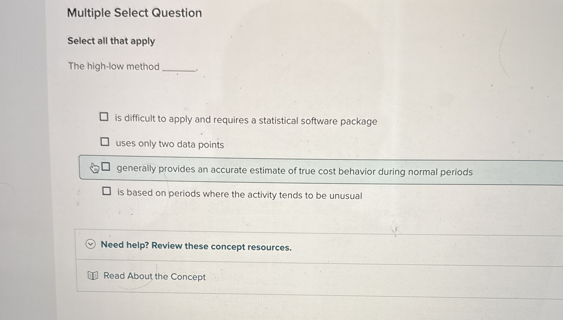 Multiple Select Question Select all that apply