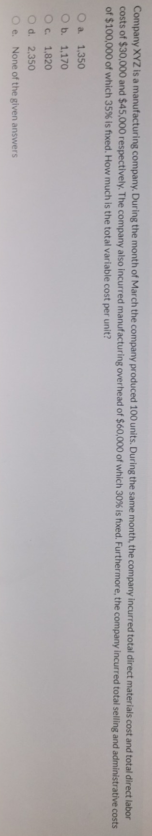 help me with the right option Company XYZ is a