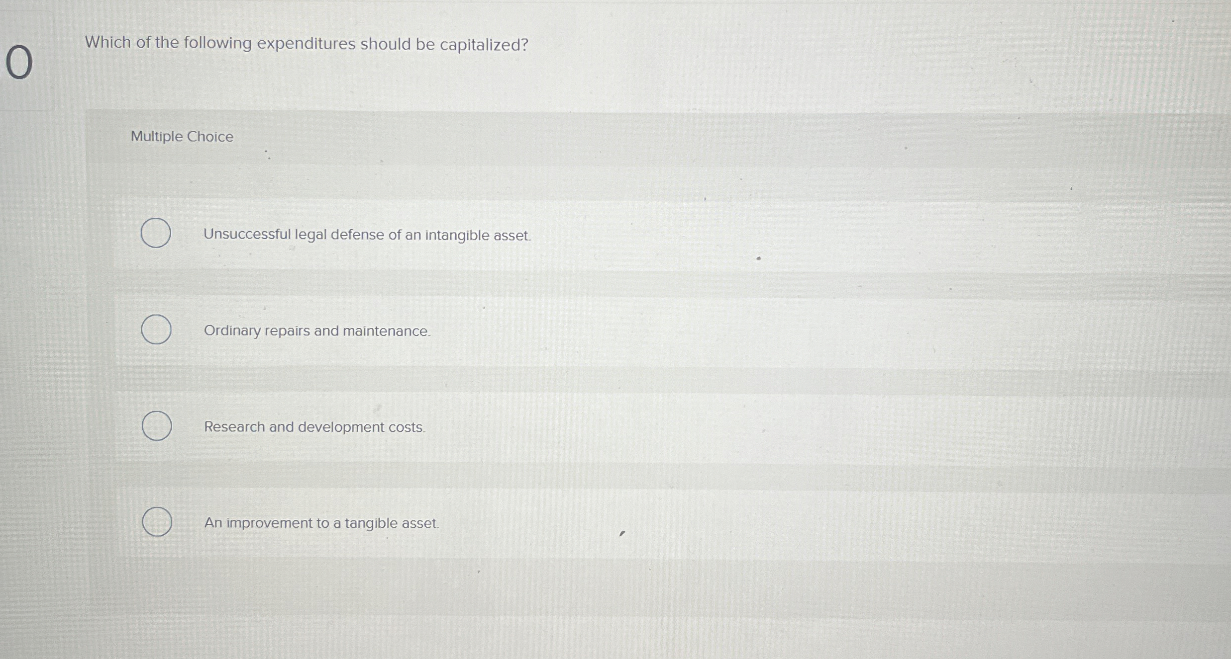 Which of the following expenditures should be