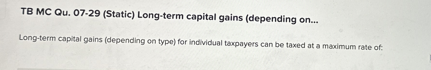 TB MC Qu . 0 7 - 2 9 ( Static ) Long - term