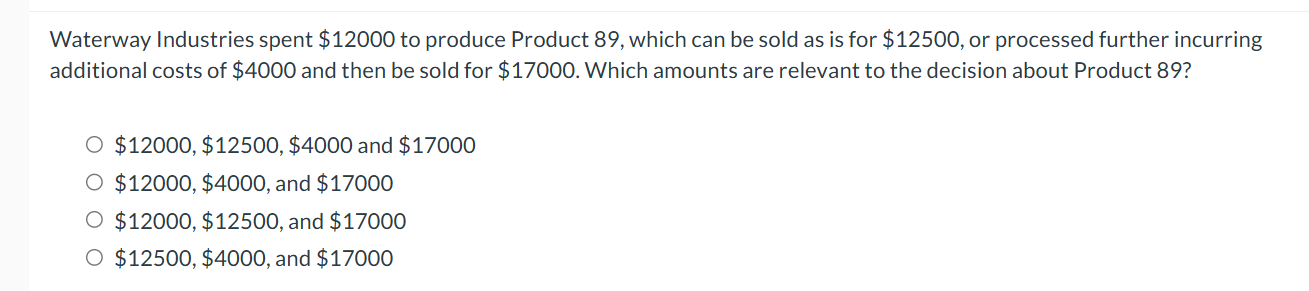 Waterway Industries spent $ 1 2 0 0 0 t o produce