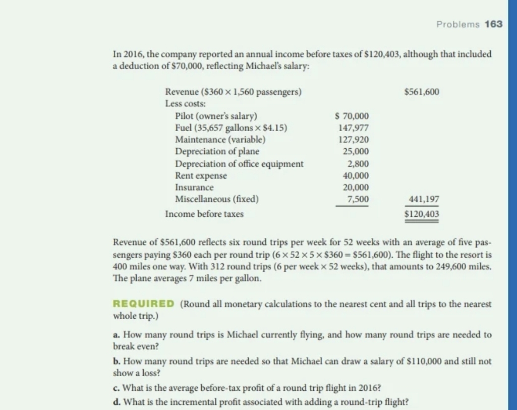 Problems 1 6 3 In 2 0 1 6 , the company reported
