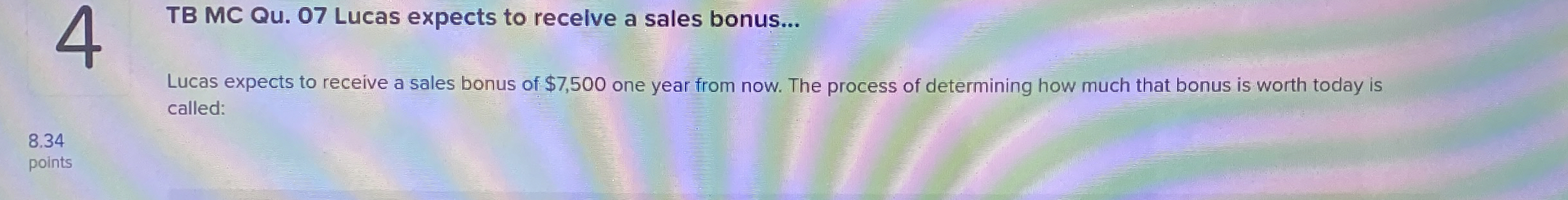 4 TB MC Qu . 0 7 Lucas expects to recelve a sales