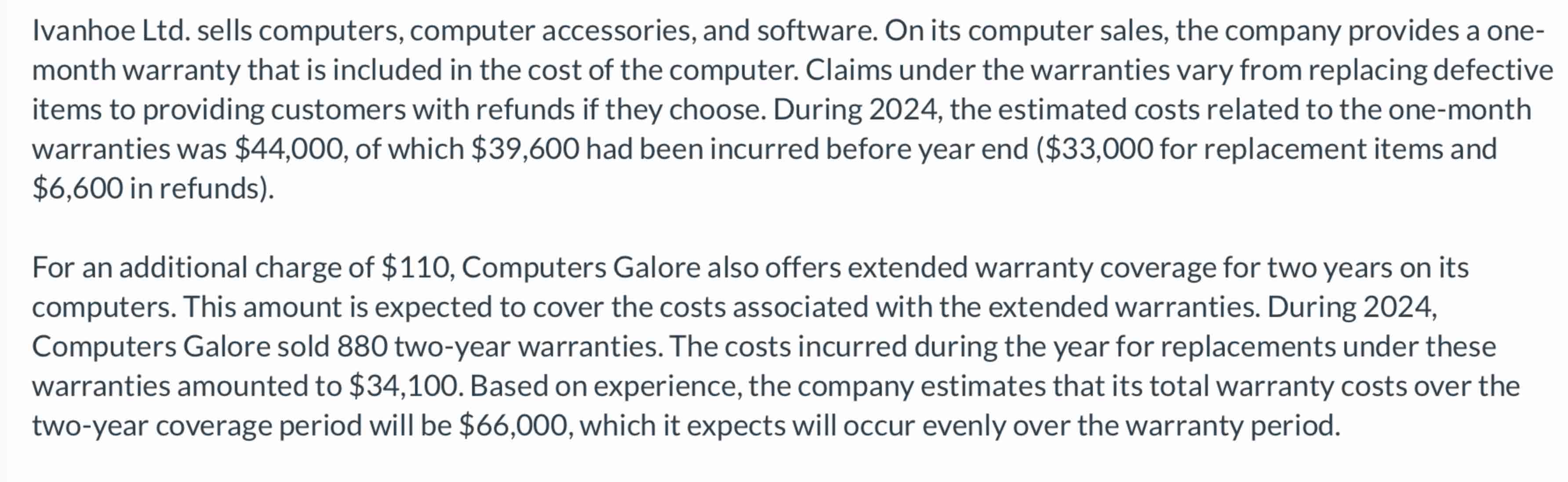 Ivanhoe Ltd . sells computers, computer