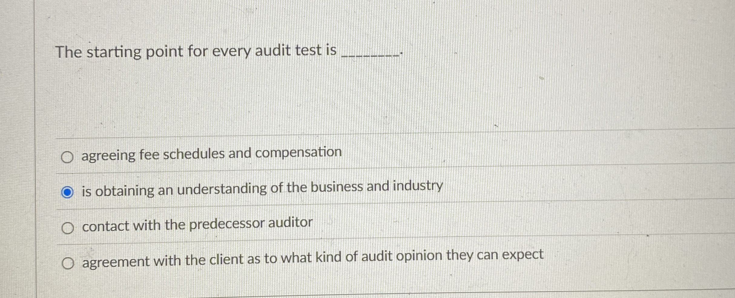 The starting point for every audit test is