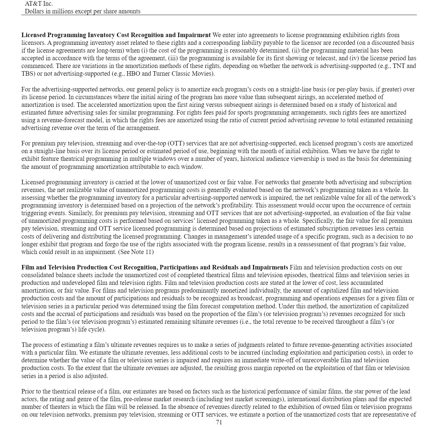 AT&T Inc. Dollars in millions except per share