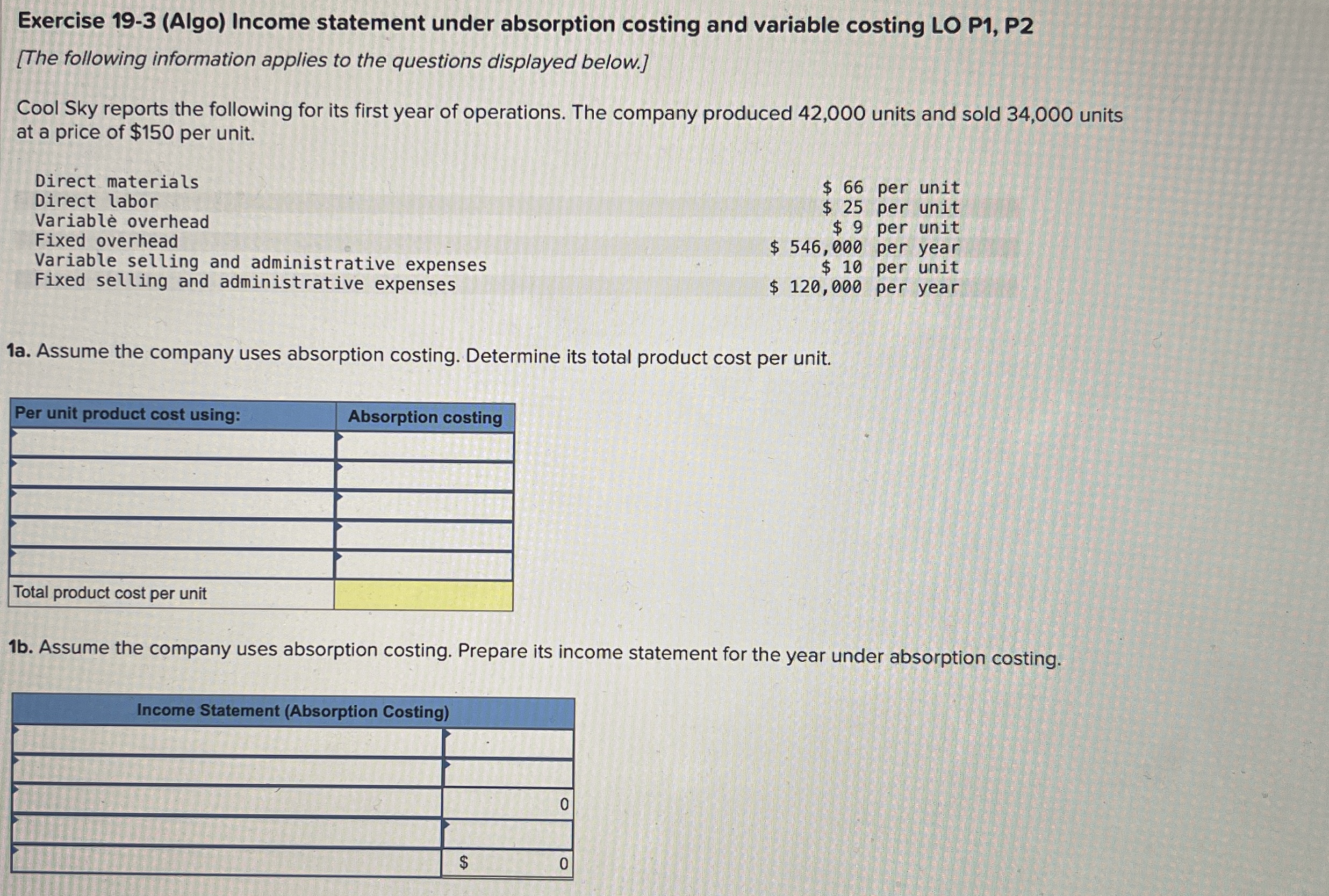 Exercise 1 9 - 3 ( Algo ) Income statement under
