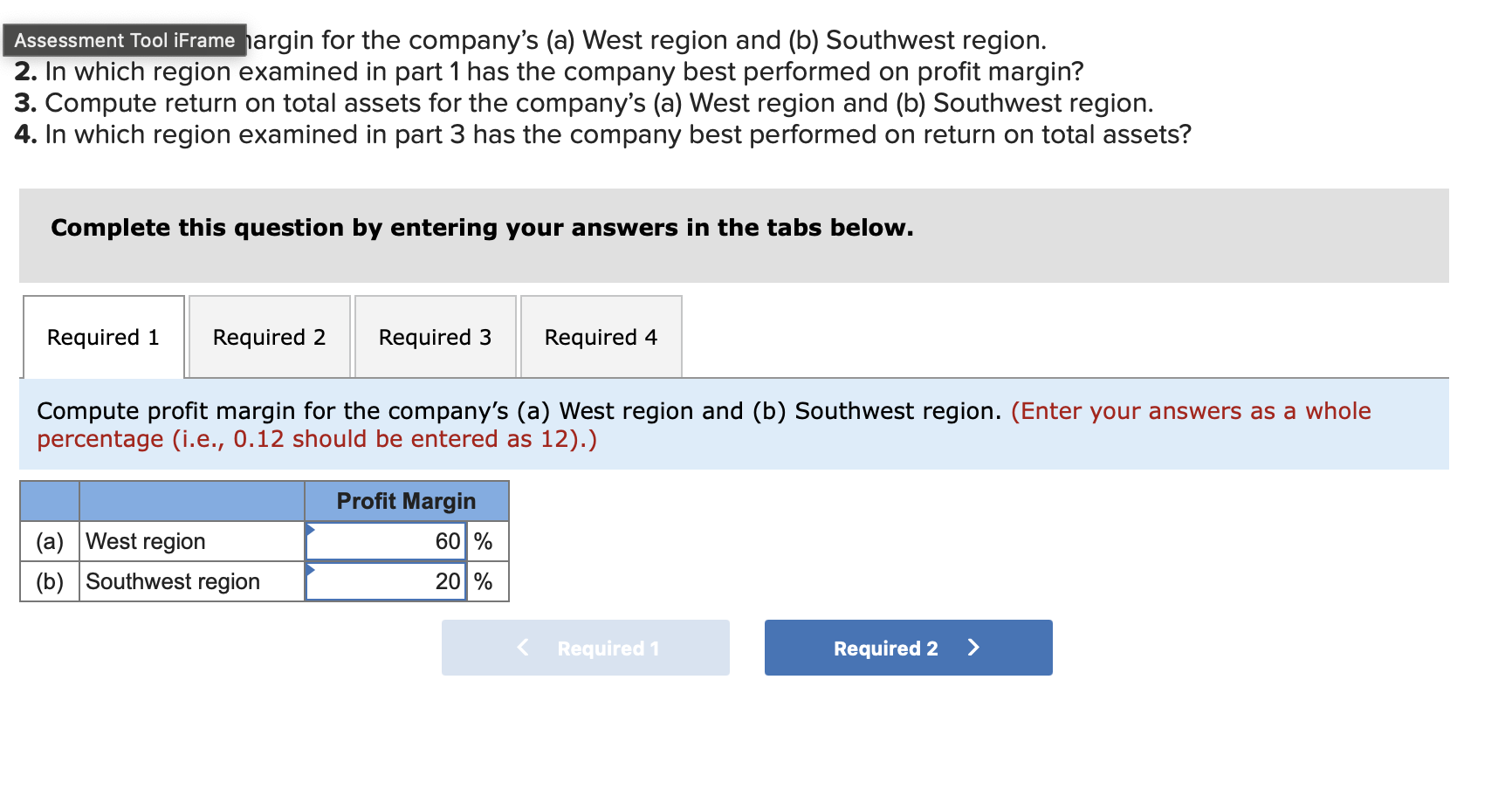 Assessment Tool iFrame largin for the company's (