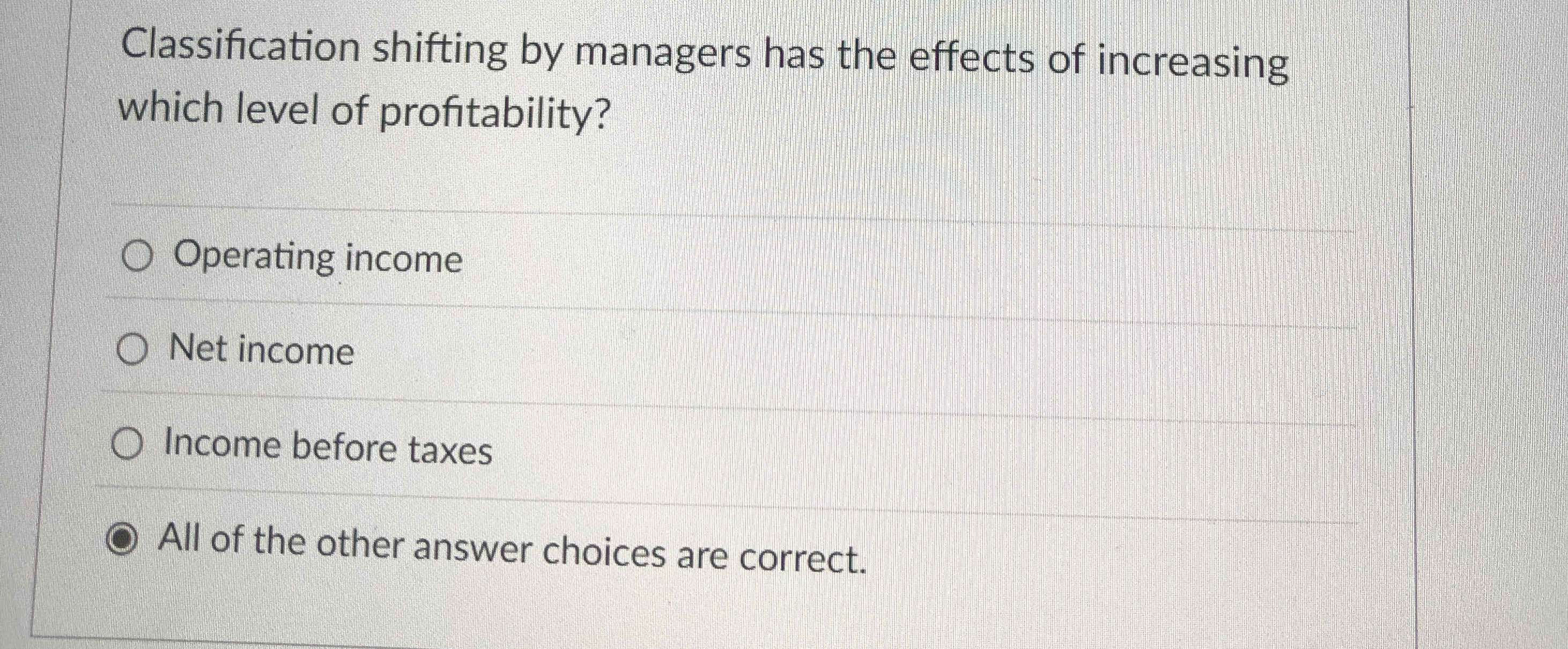 Classification shifting by managers has the