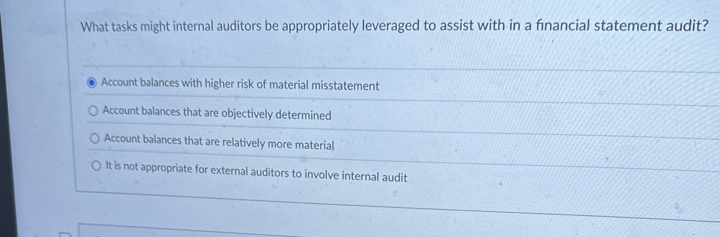 What tasks might internal auditors be