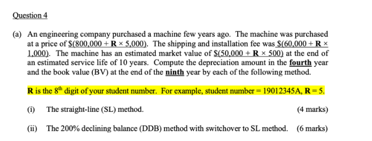 Takes R = 0 Question 4 (a) An engineering company