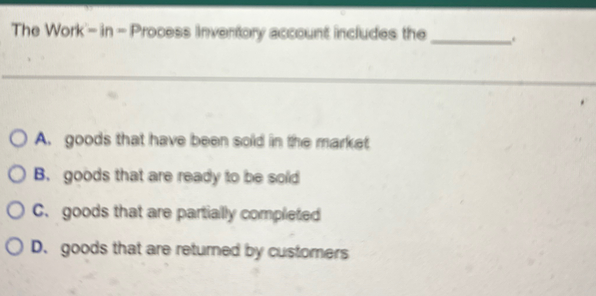 The Work - in - Procoss invertory acceunt