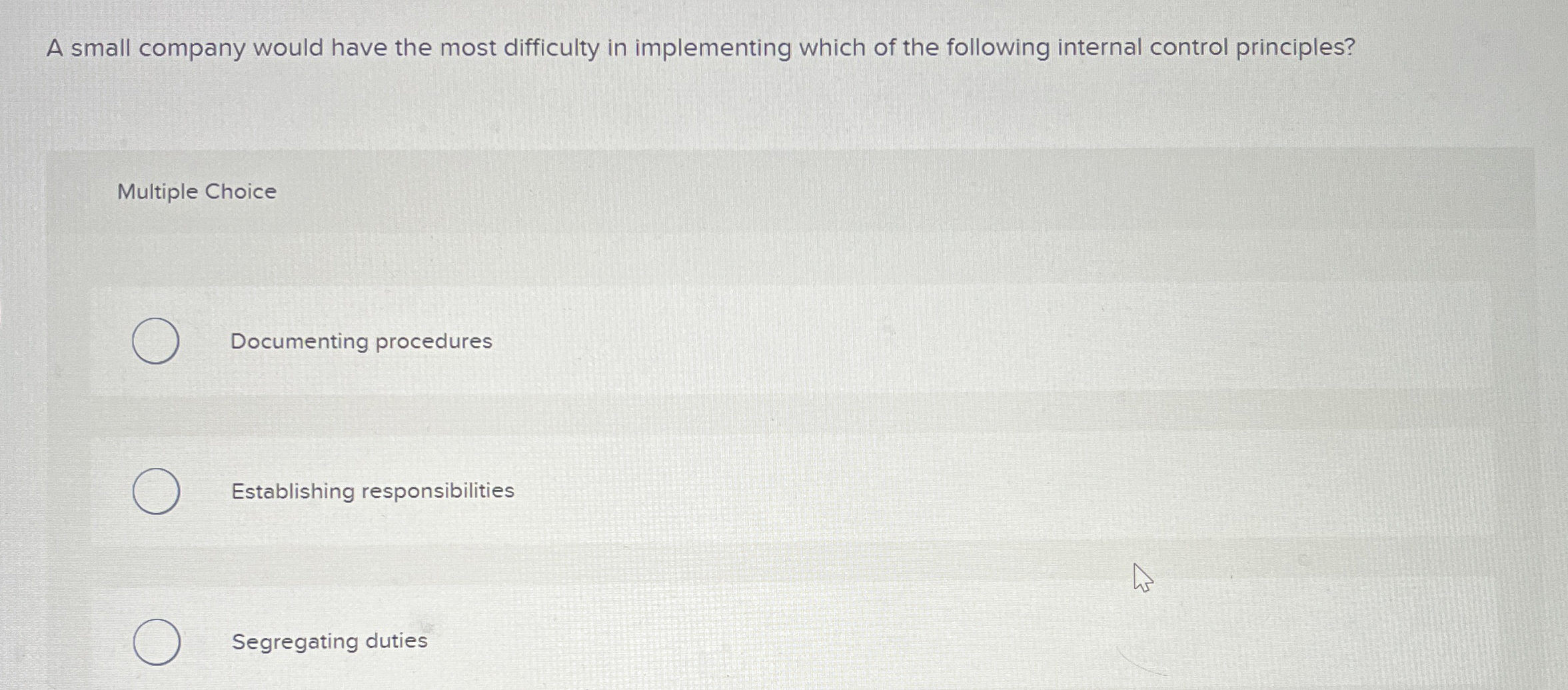 A small company would have the most difficulty in