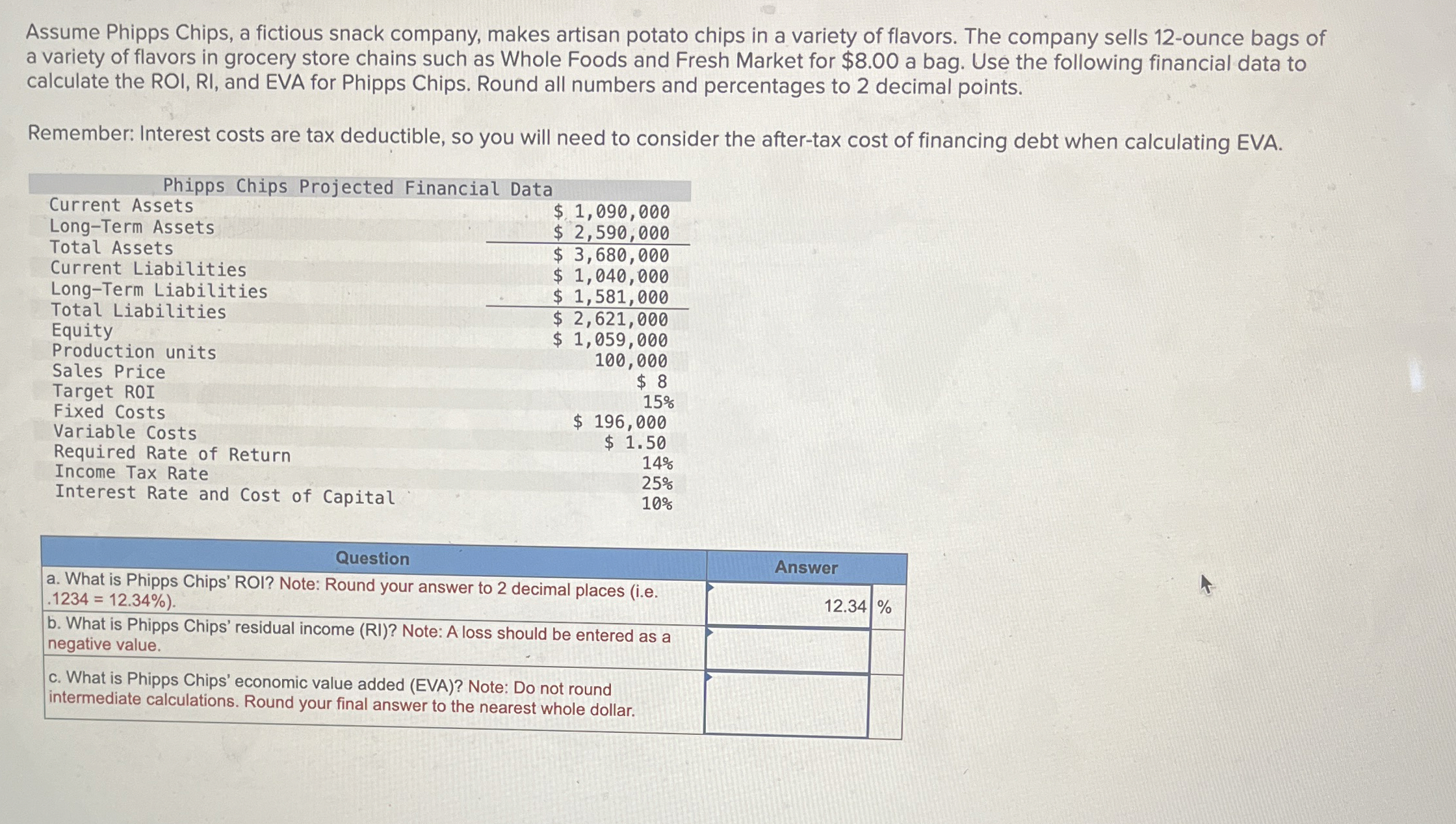 Assume Phipps Chips, a fictious snack company,