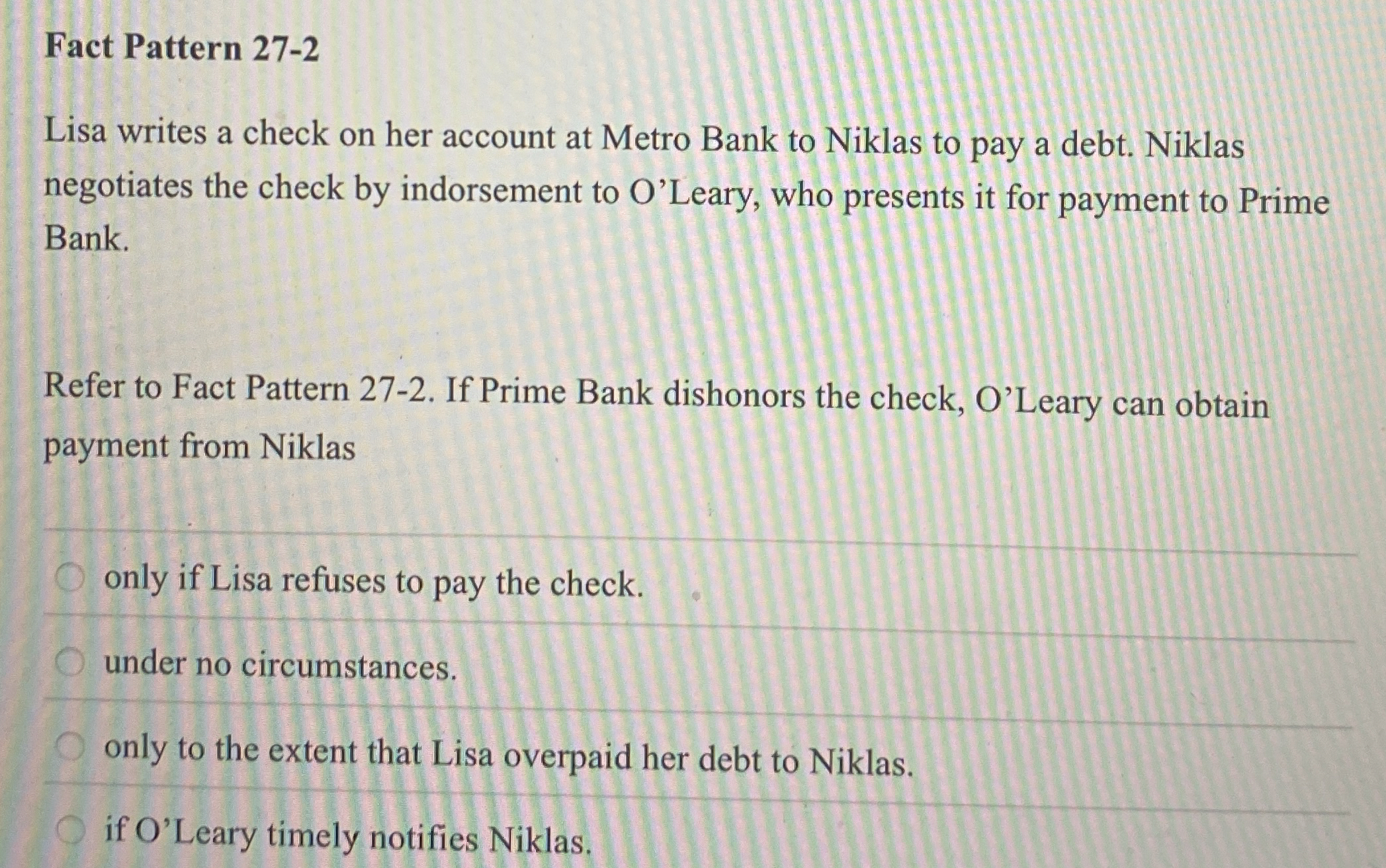 Fact Pattern 2 7 - 2 Lisa writes a check on her