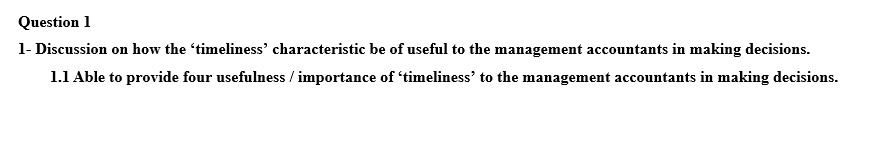 QUESTION : Question 1 1 Discussion on how the