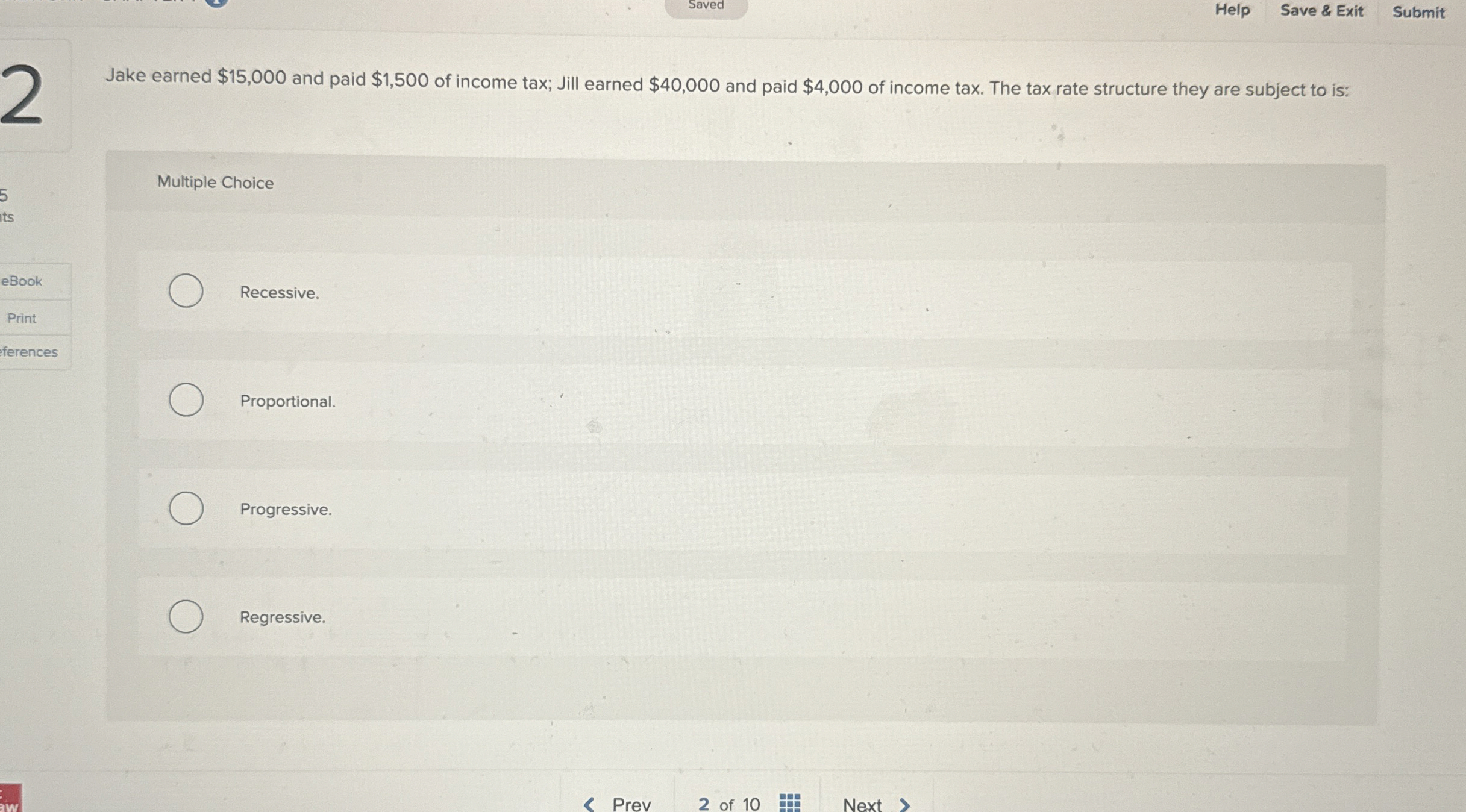 Saved Help Save & Exit Submit Multiple Choice