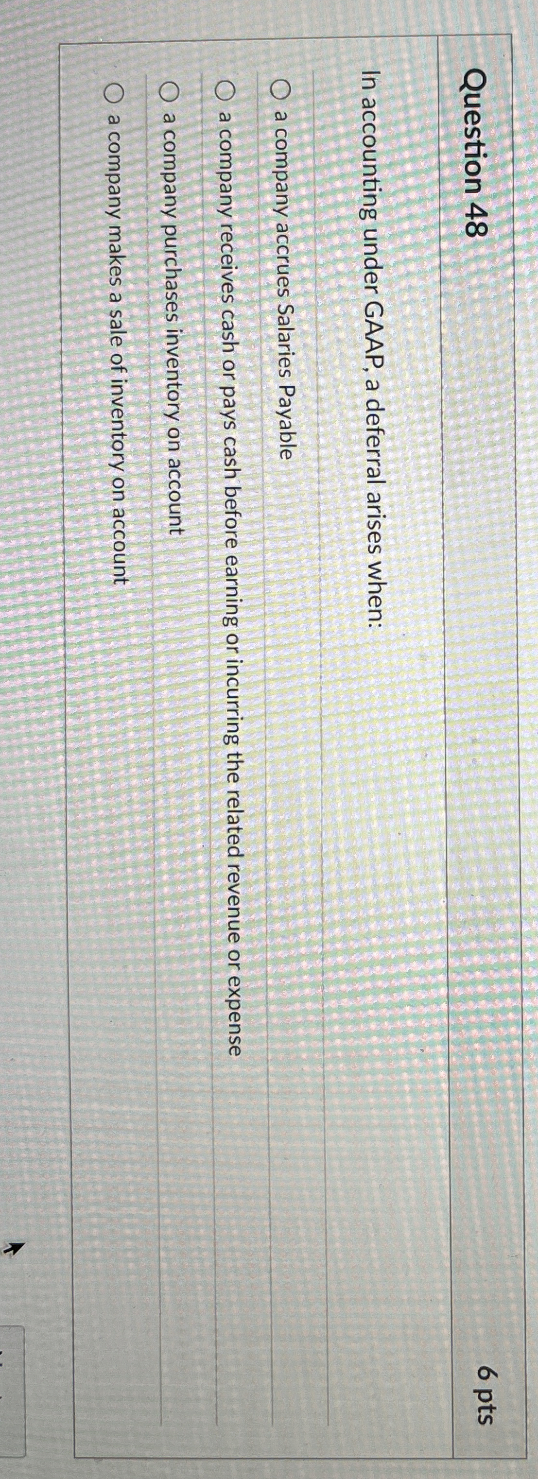 Question 4 8 6 pts In accounting under GAAP, a