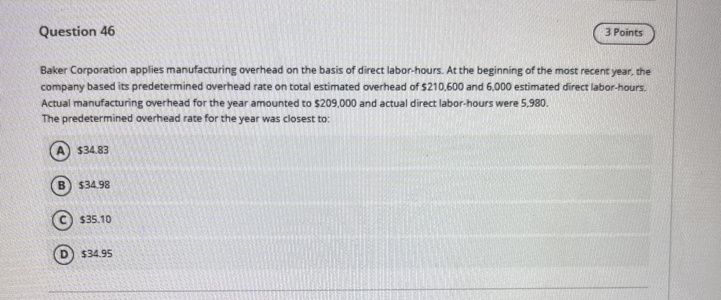 Question 4 6 3 Points Baker Corporation applies