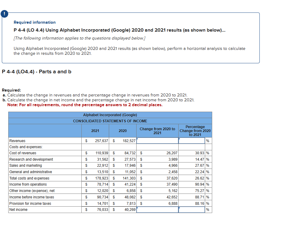 Required information P 4-4 (LO 4.4) Using