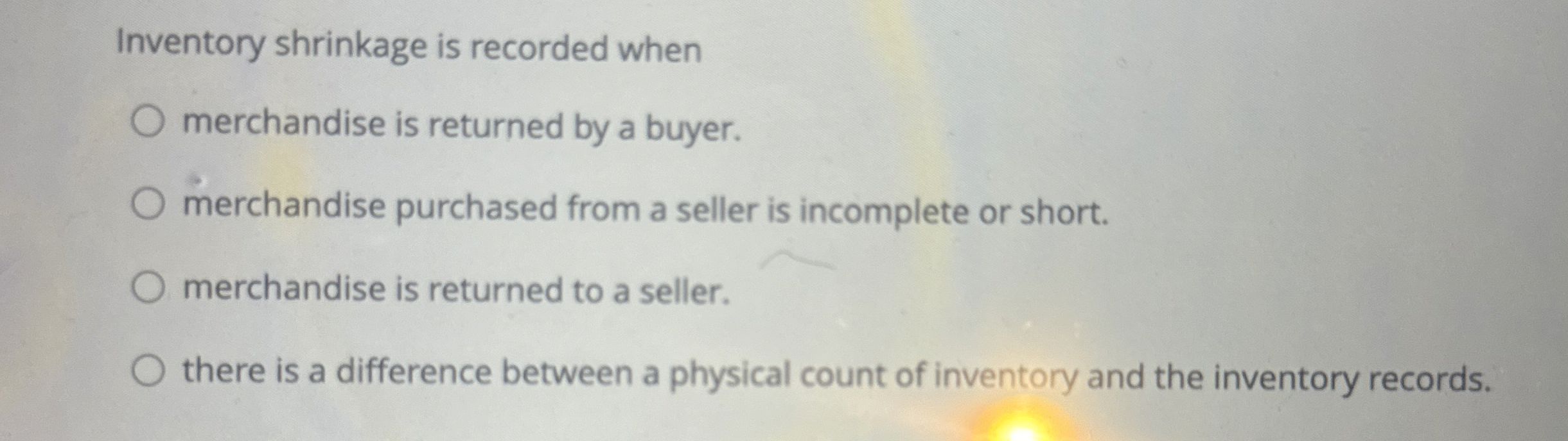 Inventory shrinkage is recorded when merchandise