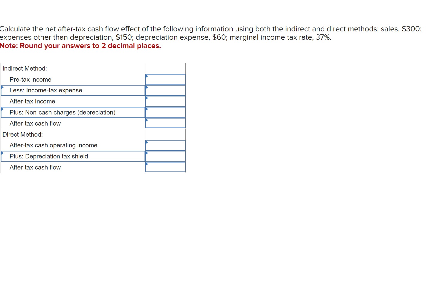 Calculate the net after - tax cash flow effect of