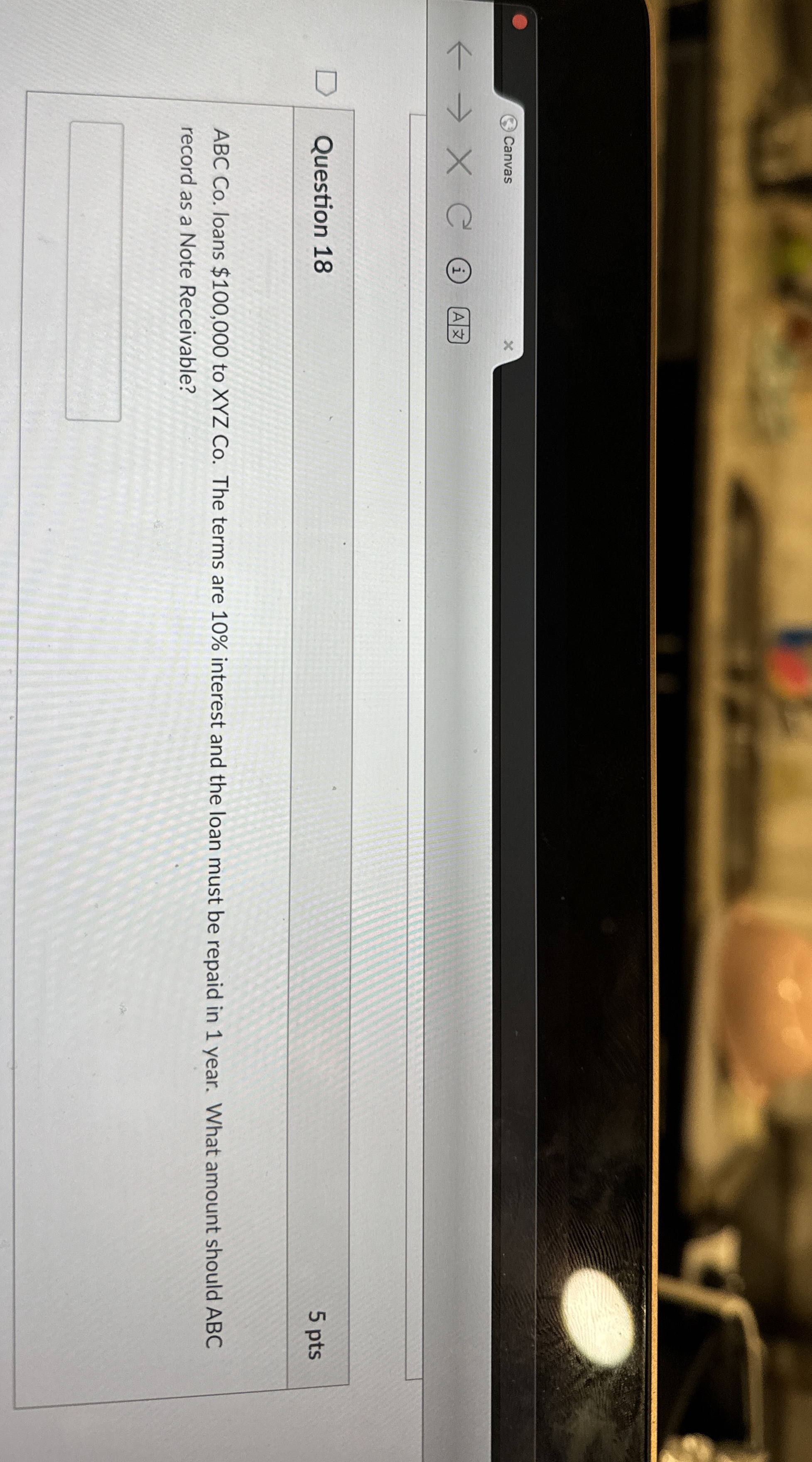 ( 3 ) Canvas Question 1 8 5 pts ABC Co . loans $