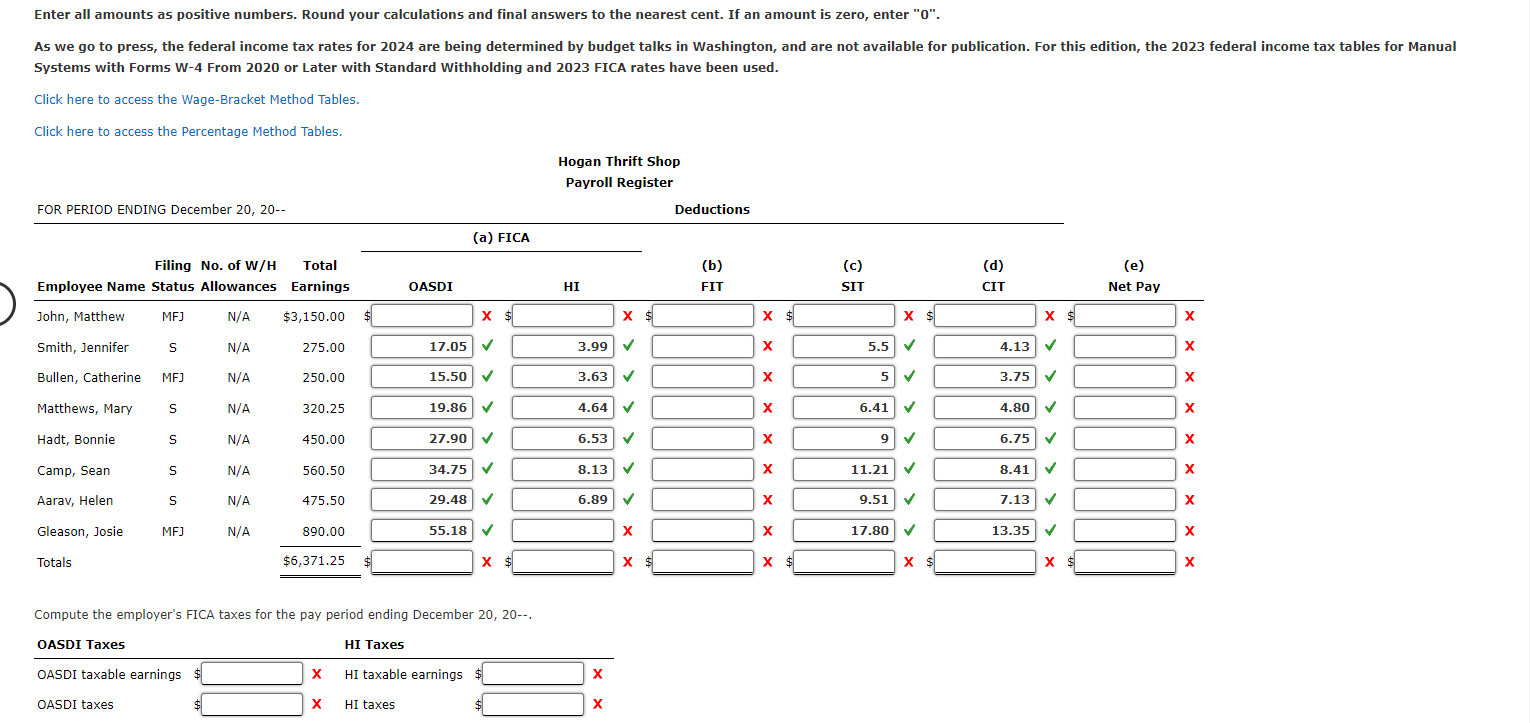 Enter all amounts as positive numbers. Round your