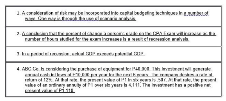 TRUE OR FALSE? SET A. 1. Consider that the