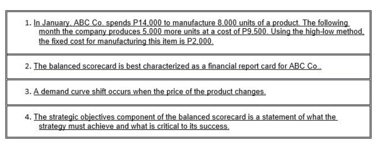TRUE OR FALSE? SET A. 1. Consider that the