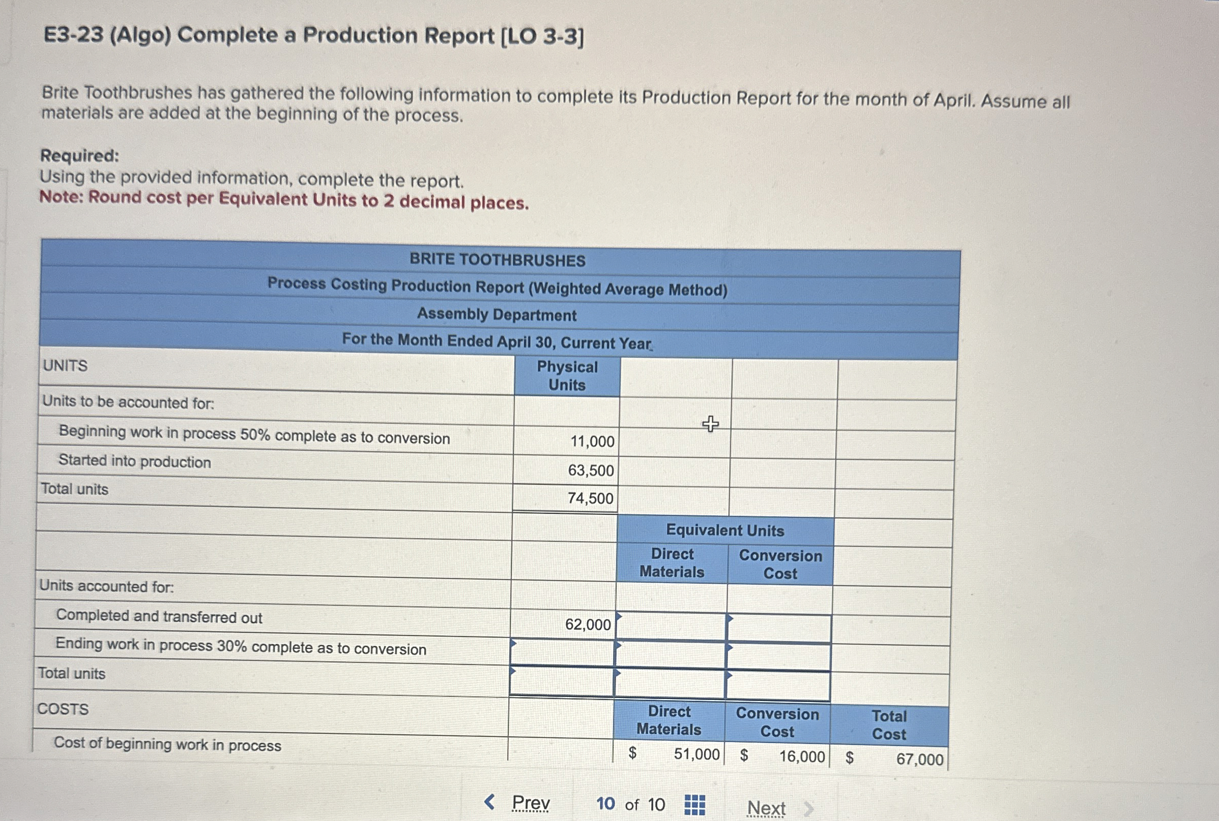E 3 - 2 3 ( Algo ) Complete a Production Report [