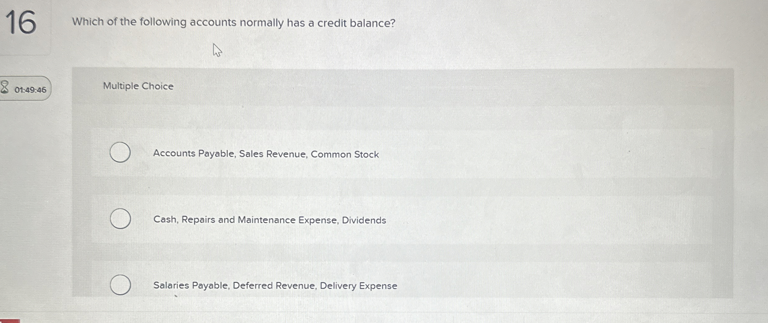 1 6 Which of the following accounts normally has