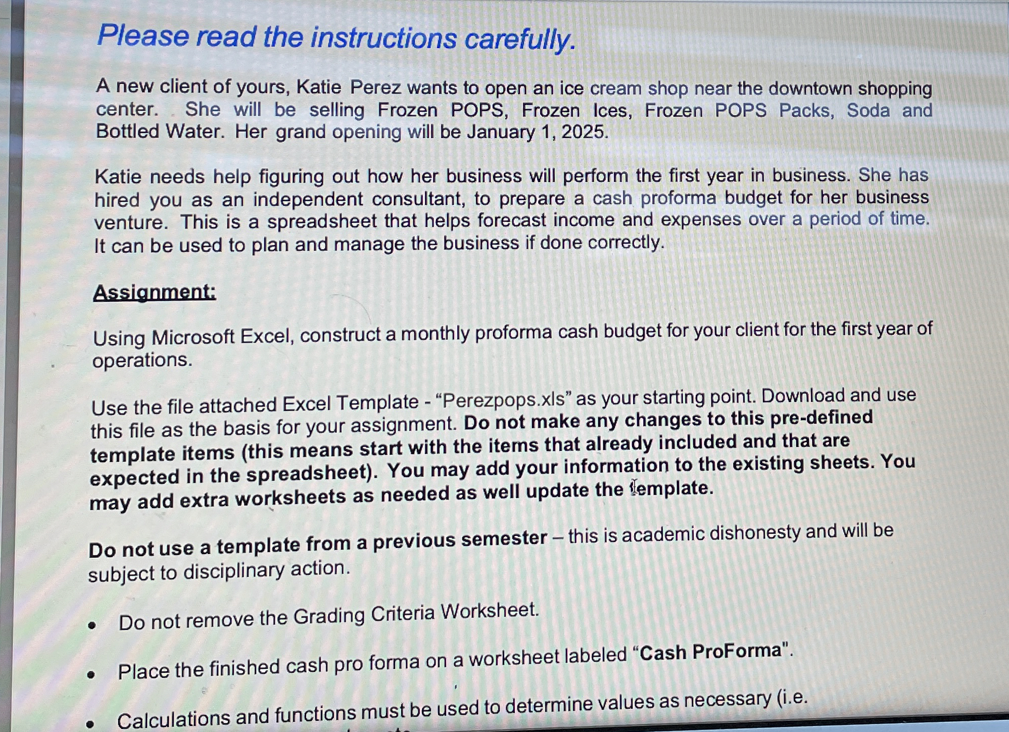 Please read the instructions carefully. A new