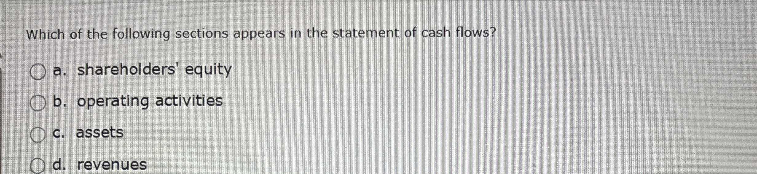 Which of the following sections appears in the