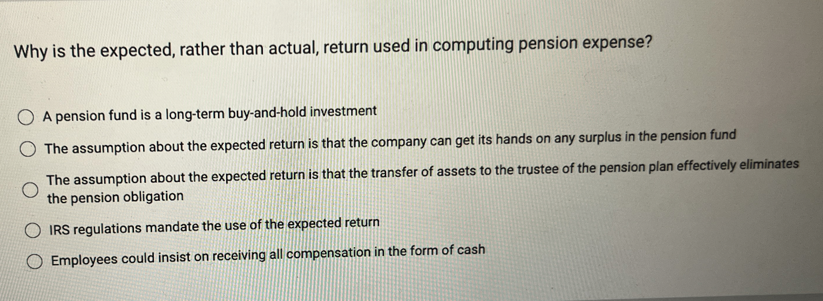 Why is the expected, rather than actual, return