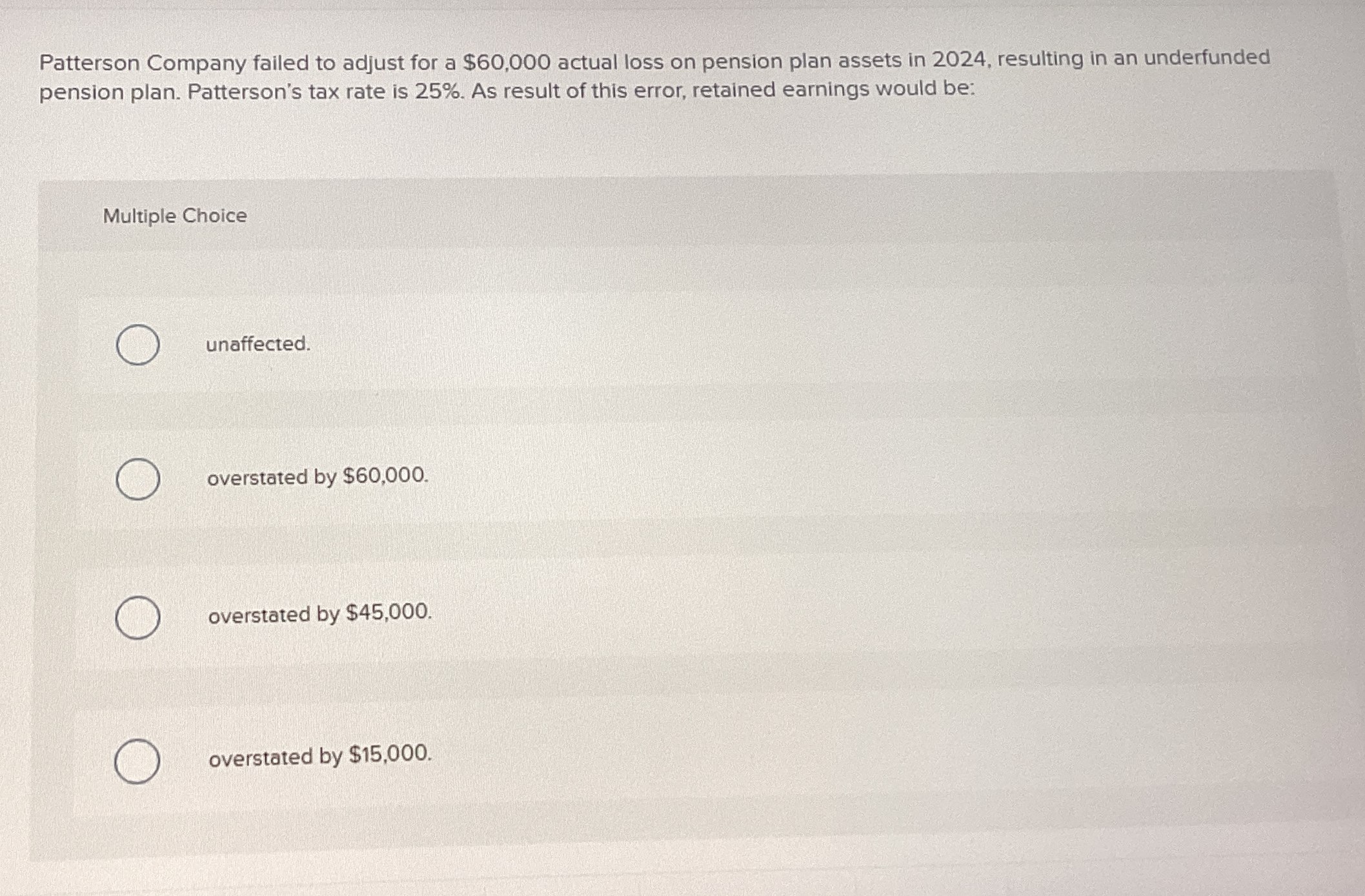 Patterson Company failed to adjust for a $ 6 0 ,