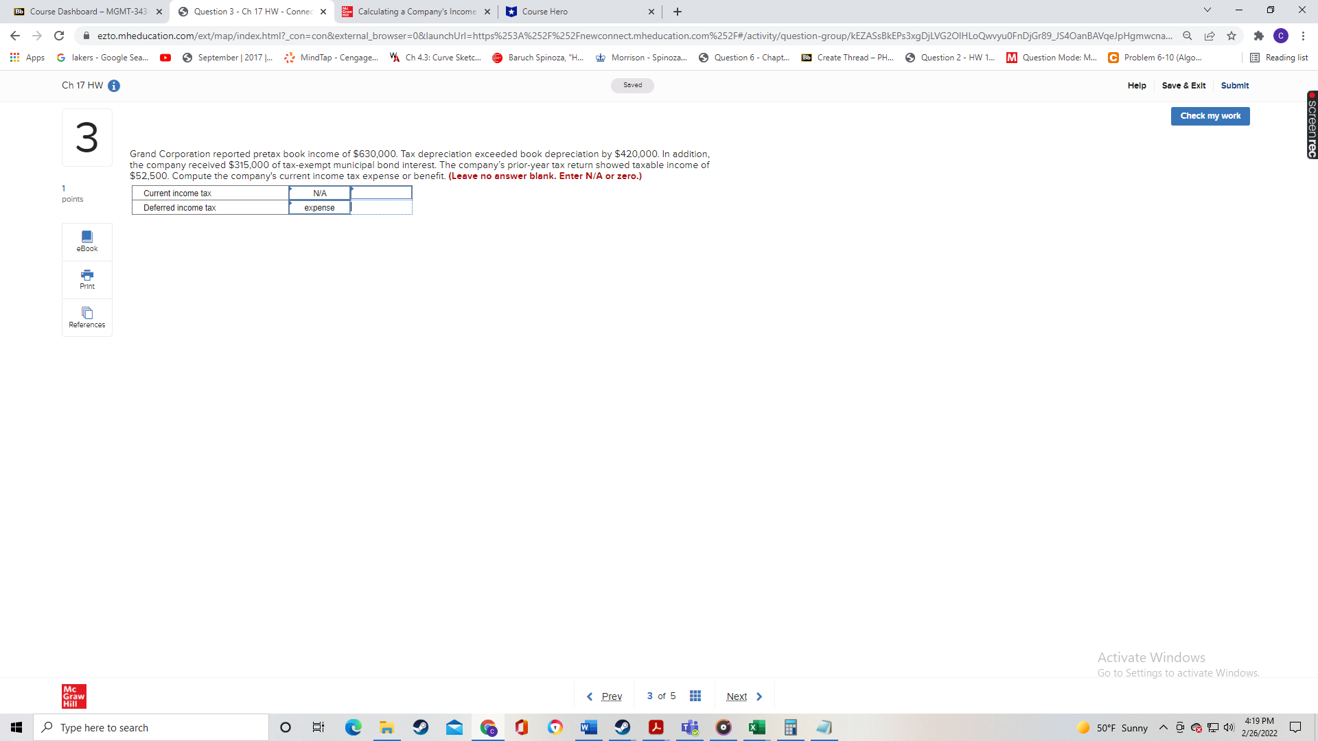 Bb Course Dashboard - MGMT-343- x 3 Question 3 -