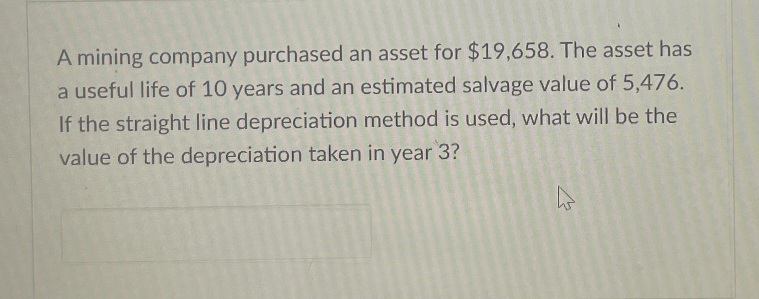 A mining company purchased an asset for $ 1 9 , 6