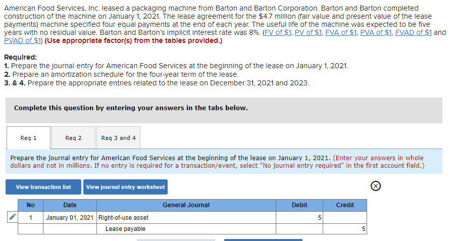 American Food Services, Inc. leased a packaging