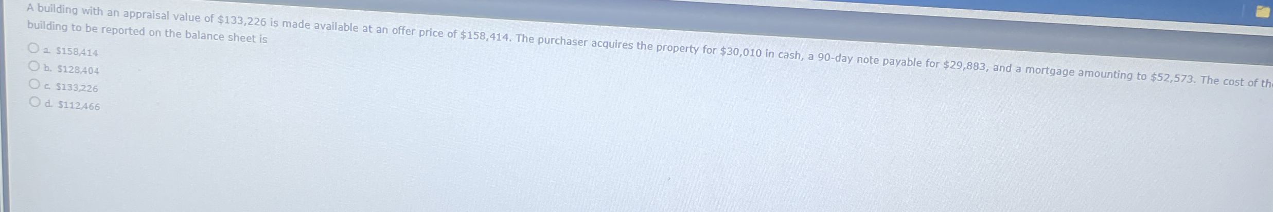 A building with an appraisal value of $ 1 3 3 , 2