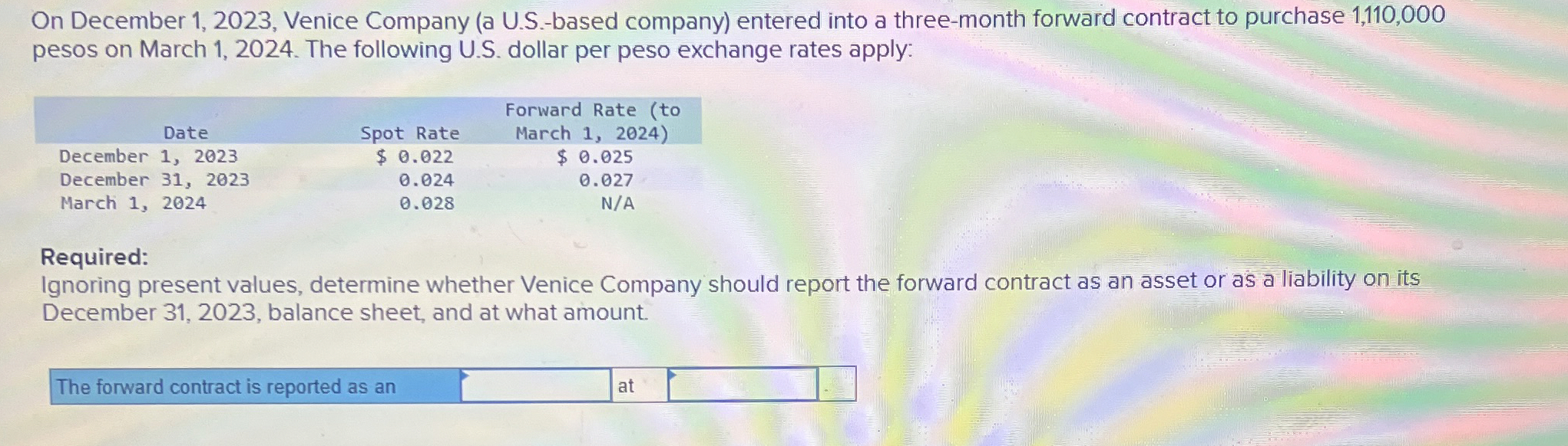 On December 1 , 2 0 2 3 , Venice Company ( a U .