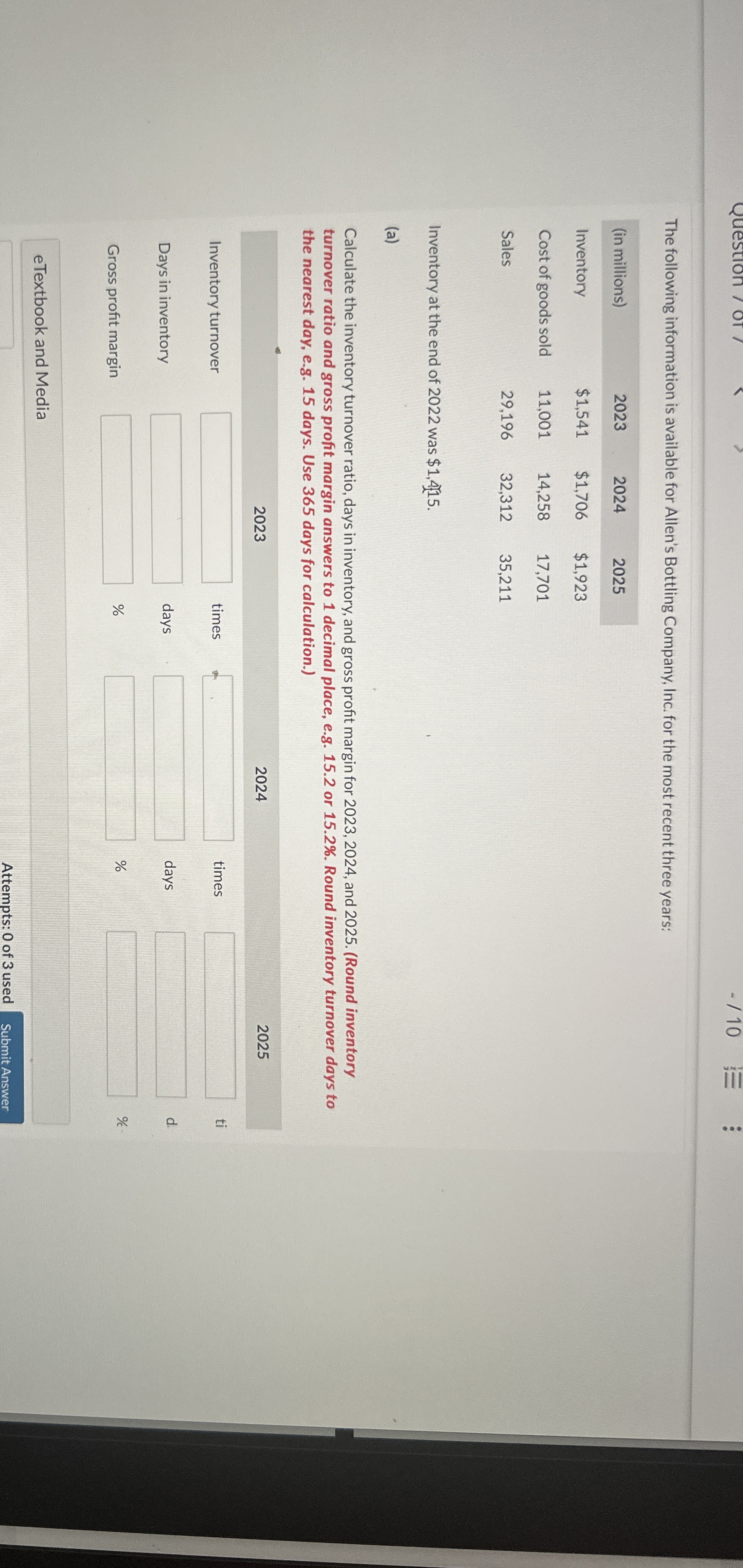 The following information is available for