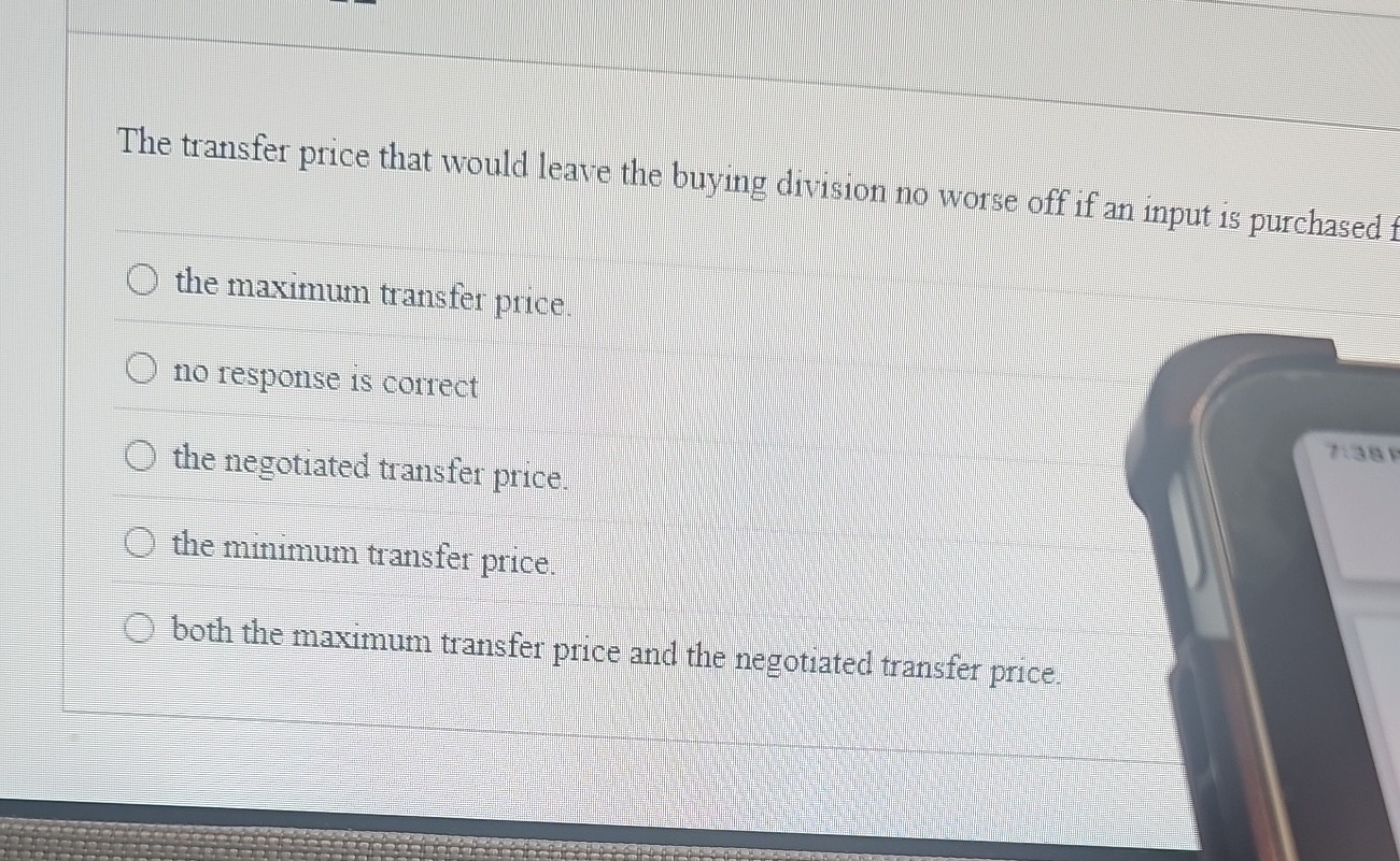 The transfer price that would leave the buying